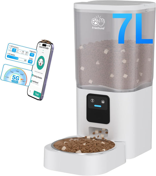 5G Wifi Automatic Cat Feeder: Cat Food Dispenser with APP Control, 7L Large Capacity Automatic Dog Feeder, Cat Feeder Automatic with Timer for Multiple Pets,Detachable for Easy Clean -29 Cup